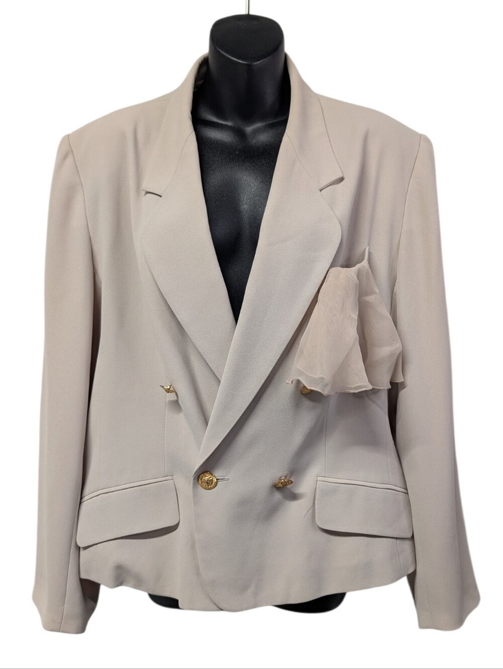 Le Suit Women's Beige Lined One-Button Blazer Jacket Notch Lapel Plus Size 18